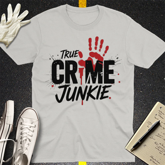 True Crime Junkie T-Shirt - Ice Grey