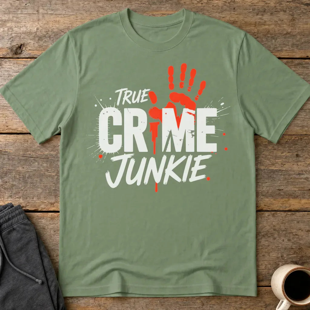 True Crime Junkie T-Shirt - Military Green