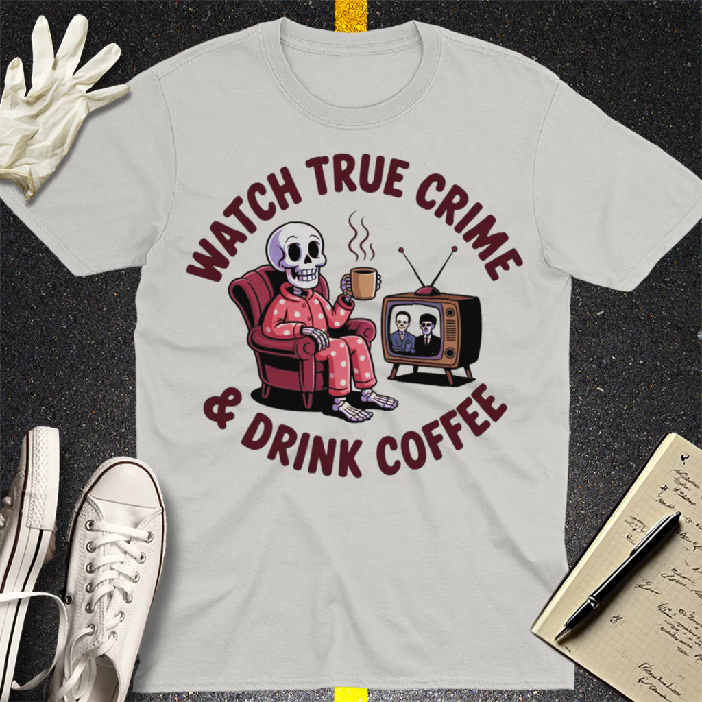 True Crime & Coffee T-Shirt - Ice Grey