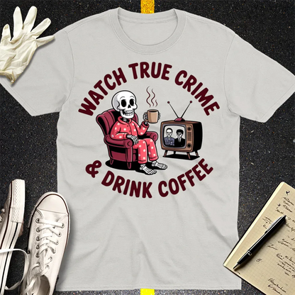 True Crime & Coffee T-Shirt - Ice Grey