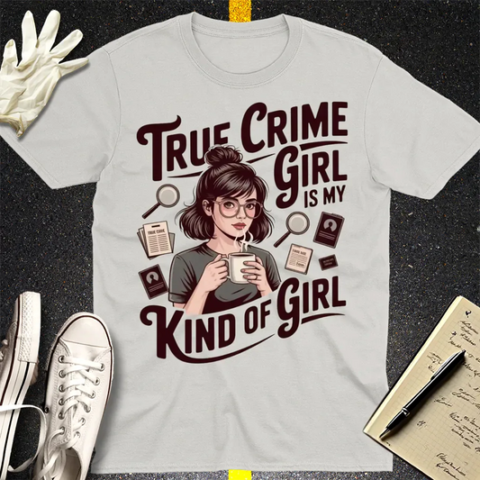 True Crime Girl T-Shirt - Ice Grey