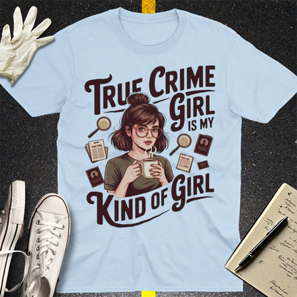 True Crime Girl T-Shirt - Light Blue