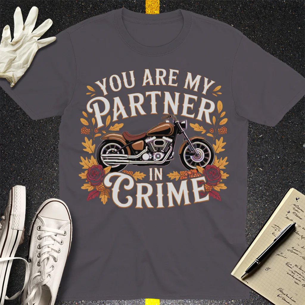 Partner in Crime Motorcycle T-Shirt - Charcoal