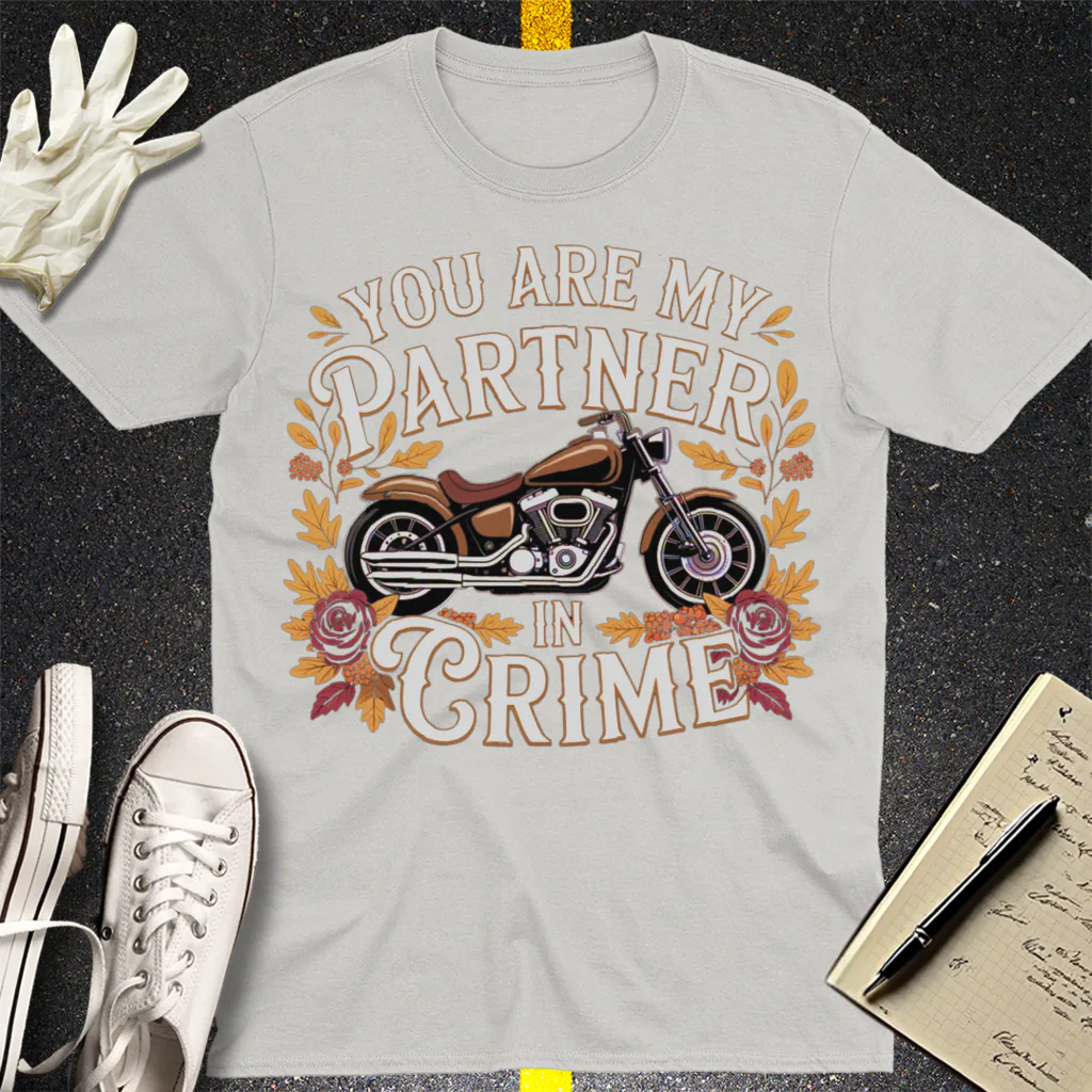 Partner in Crime Motorcycle T-Shirt - Ice Grey