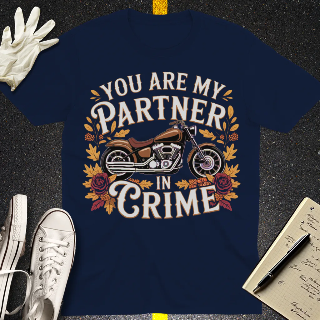 Partner in Crime Motorcycle T-Shirt - Navy
