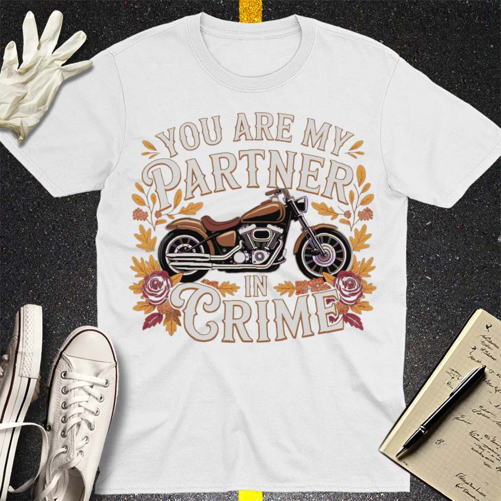 Partner in Crime Motorcycle T-Shirt - White
