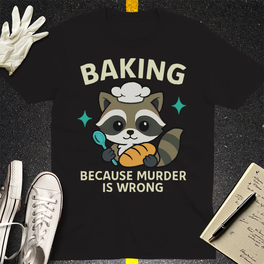 Baking Because Murder Is Wrong T-Shirt - Black
