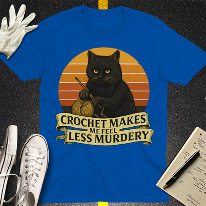 Less Murdery Crochet Cat T-Shirt - Royal