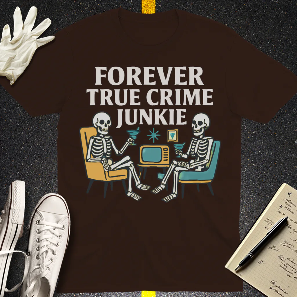 Forever True Crime Junkie T-Shirt - Dark Chocolate