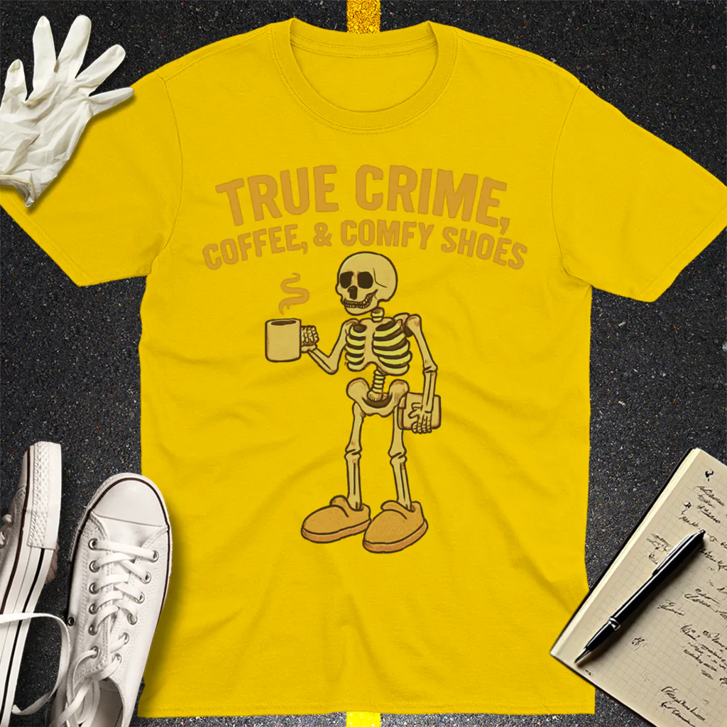 True Crime & Coffee Skeleton T-Shirt - Daisy