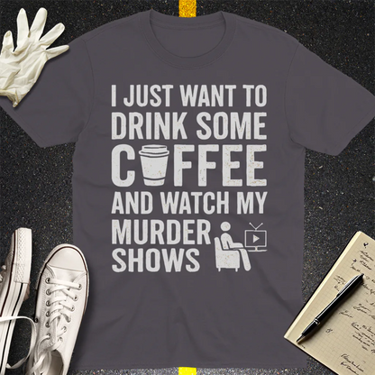 Coffee & Crime Shows T-Shirt - Charcoal
