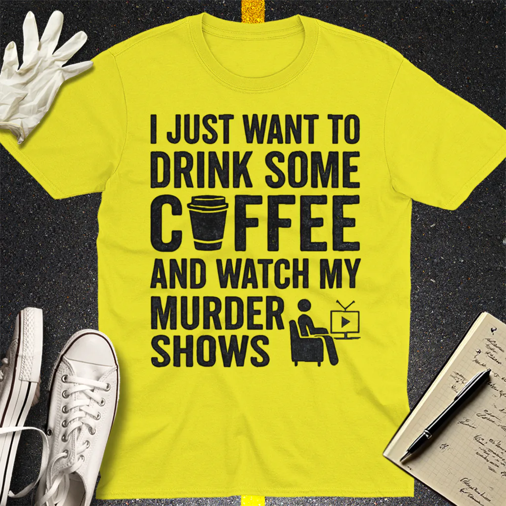 Coffee & Crime Shows T-Shirt - Cornsilk