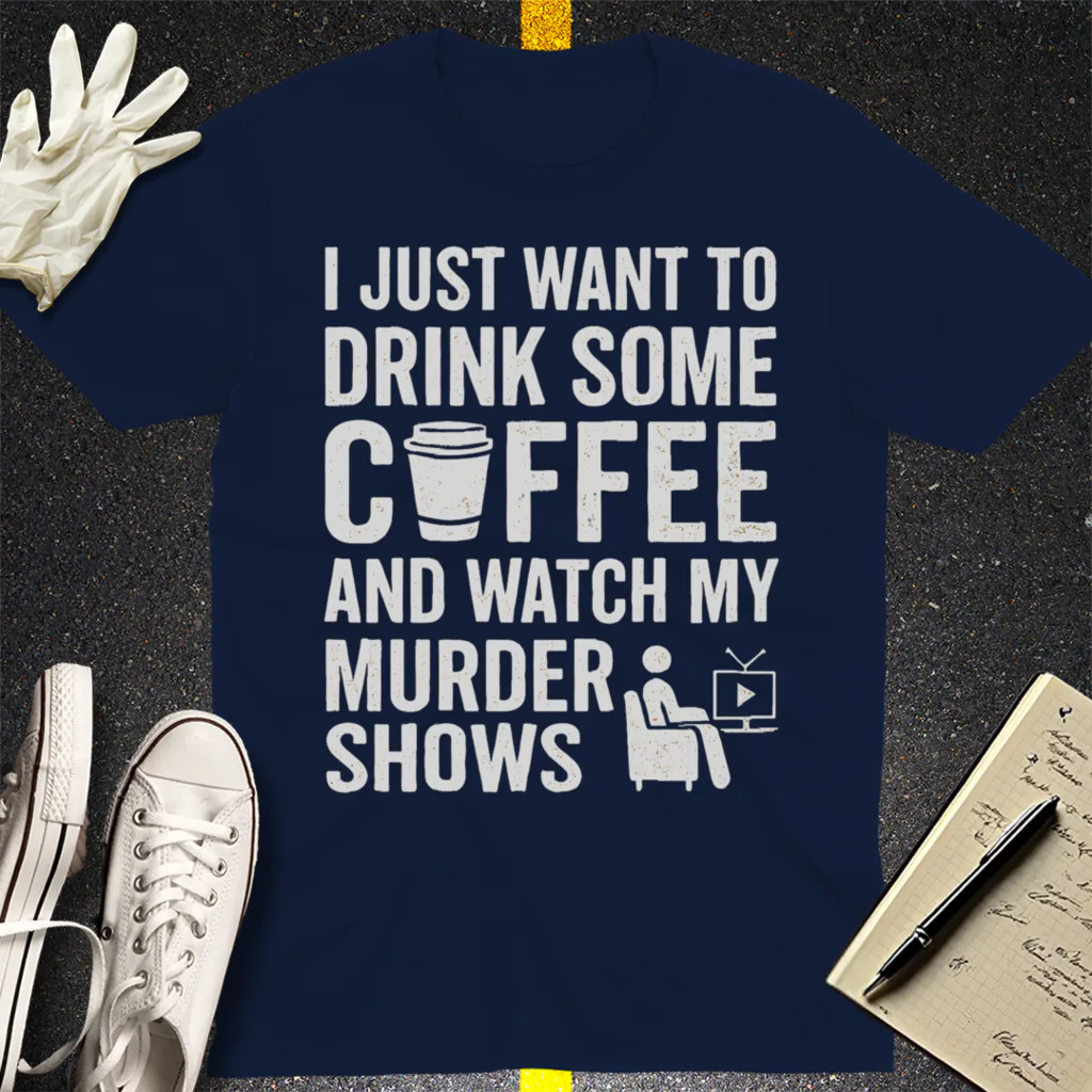 Coffee & Crime Shows T-Shirt - Navy