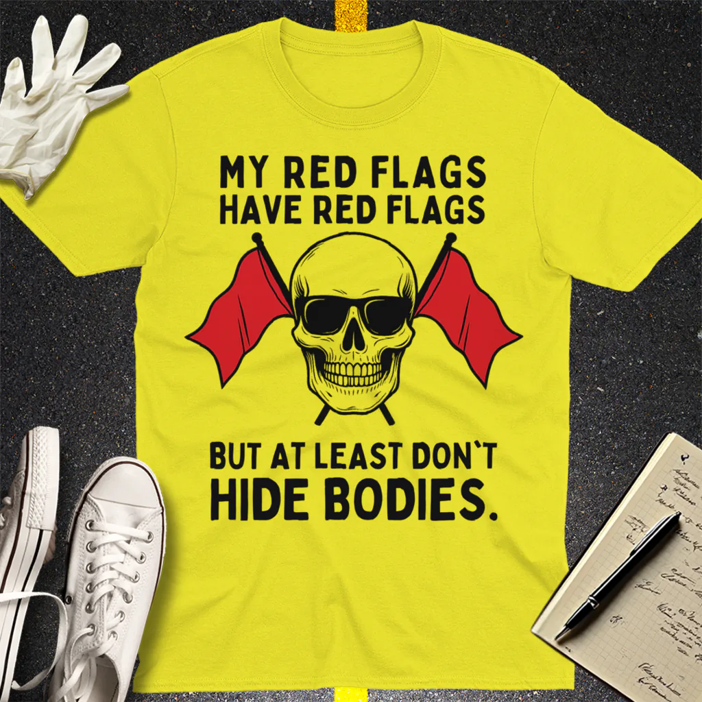 Red Flags Skull T-Shirt - Cornsilk