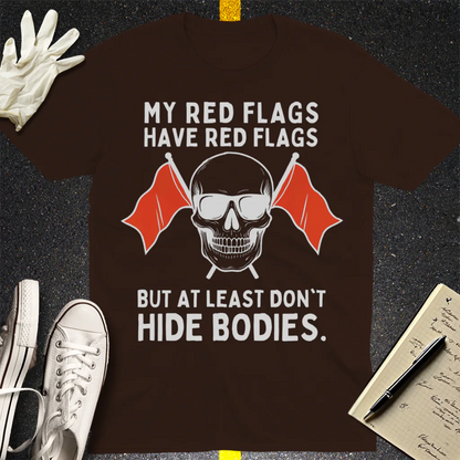 Red Flags Skull T-Shirt - Dark Chocolate