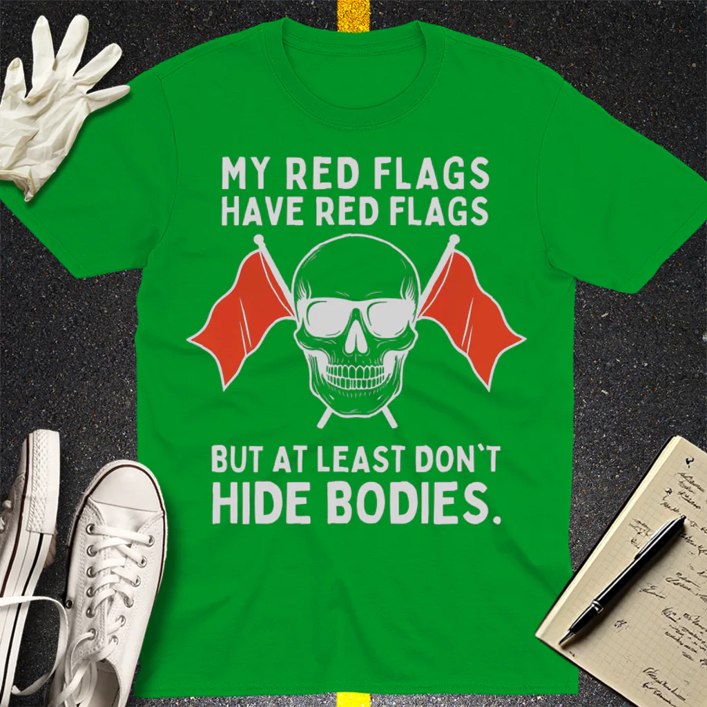 Red Flags Skull T-Shirt - Irish Green