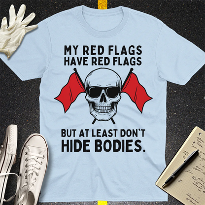 Red Flags Skull T-Shirt - Light Blue