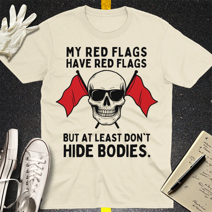 Red Flags Skull T-Shirt - Natural