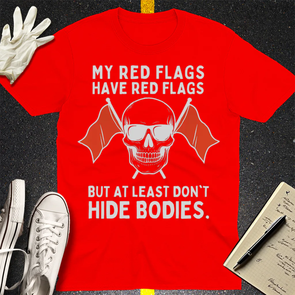 Red Flags Skull T-Shirt - Red