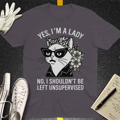 Unsupervised Cat Lady T-Shirt - Charcoal
