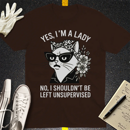 Unsupervised Cat Lady T-Shirt - Dark Chocolate