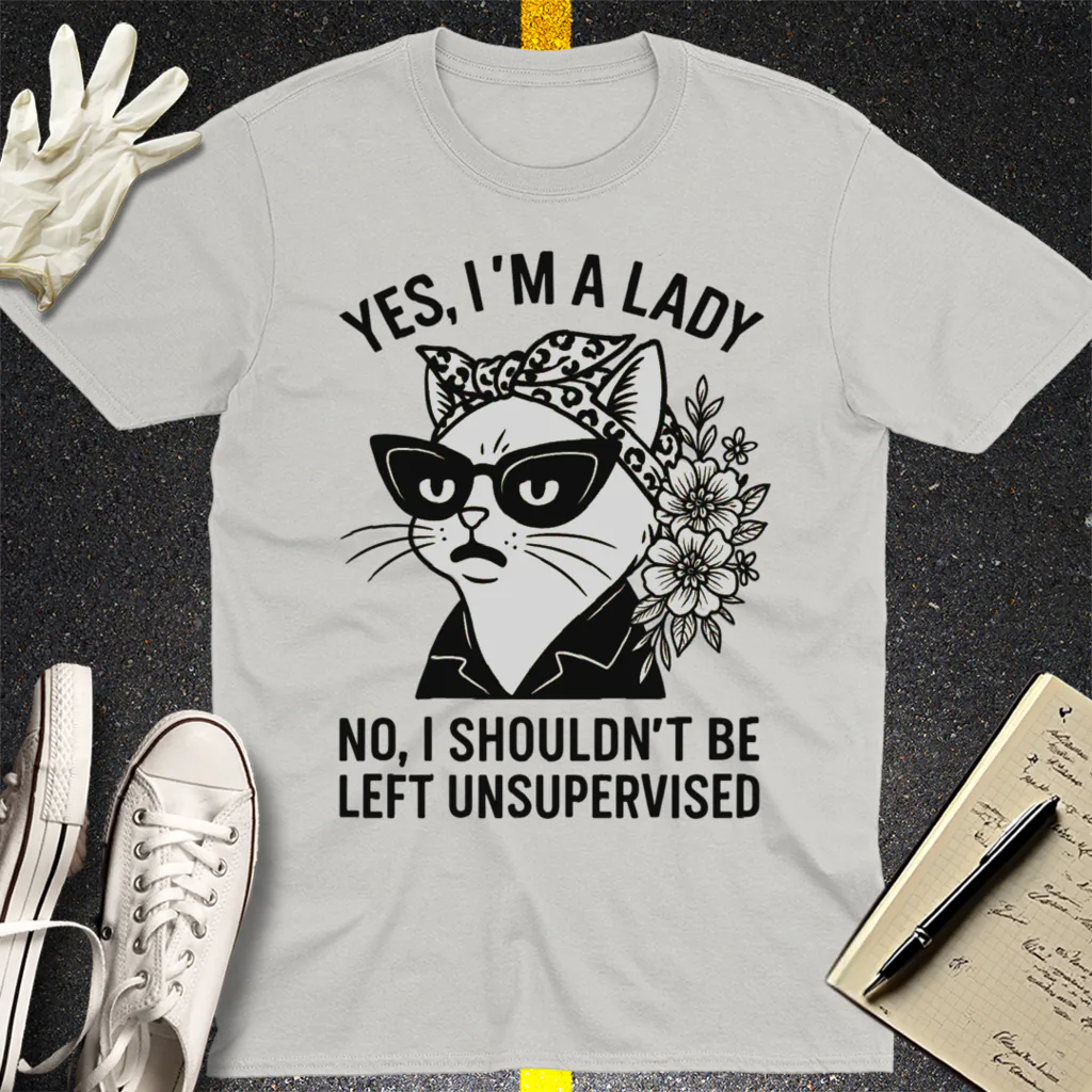 Unsupervised Cat Lady T-Shirt - Ice Grey