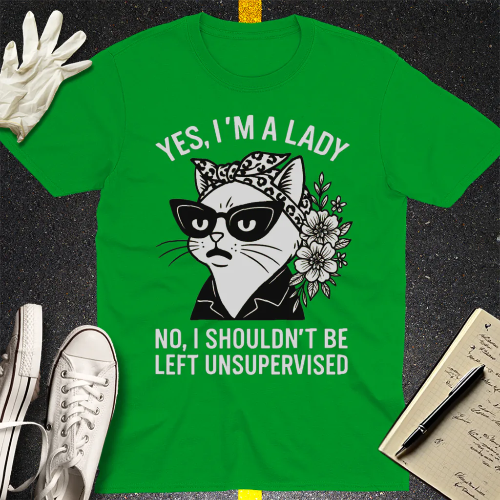 Unsupervised Cat Lady T-Shirt - Irish Green