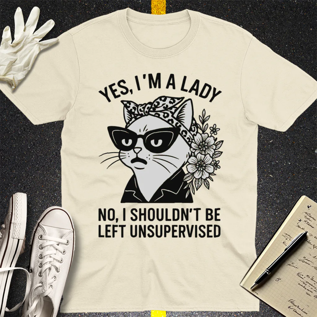 Unsupervised Cat Lady T-Shirt - Natural