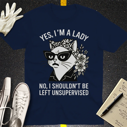 Unsupervised Cat Lady T-Shirt - Navy