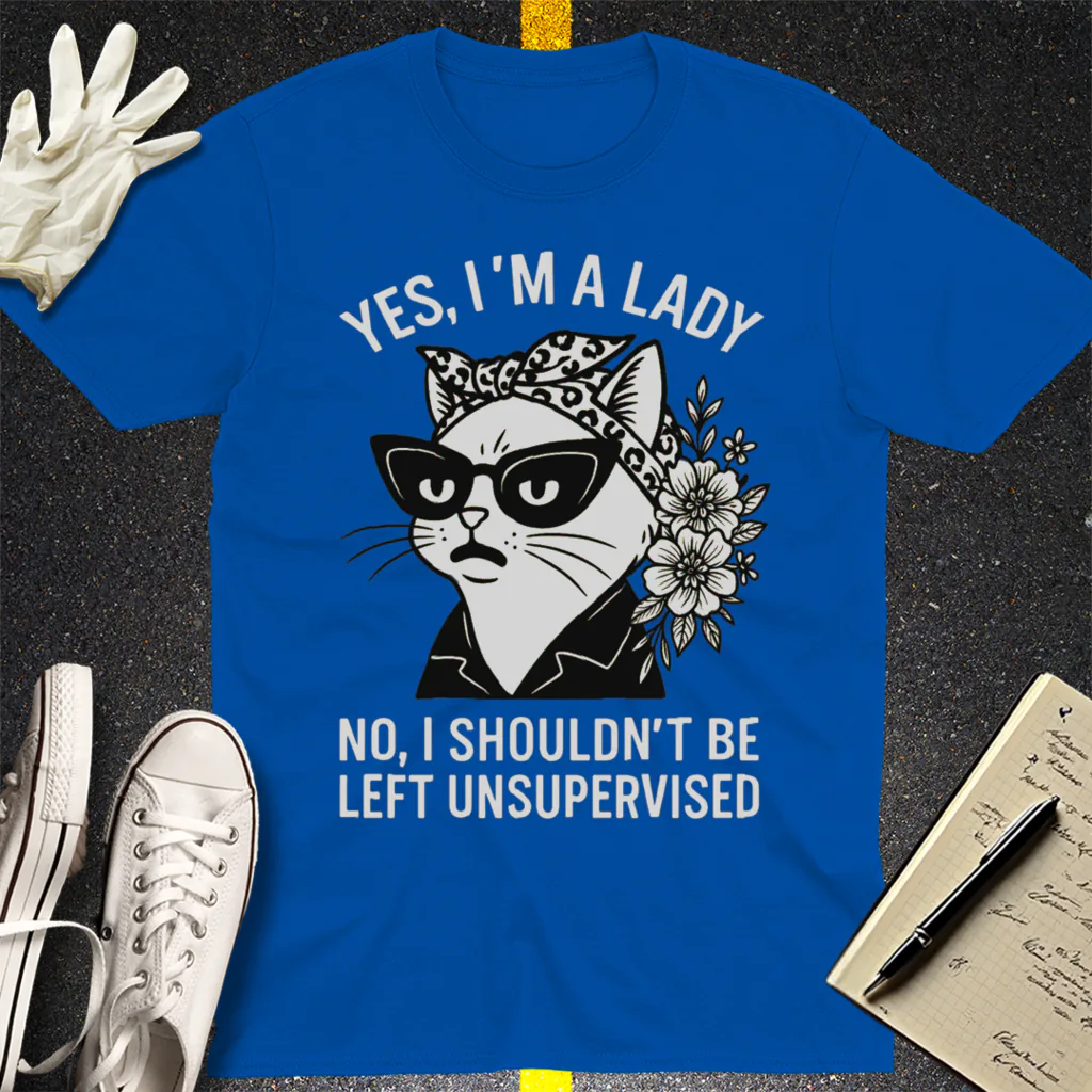 Unsupervised Cat Lady T-Shirt - Royal