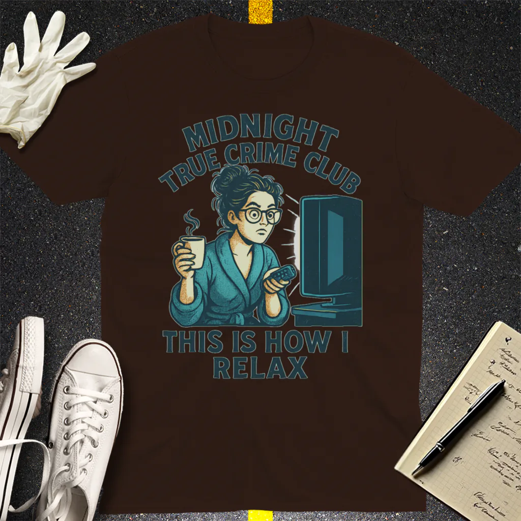 Midnight True Crime Club T-Shirt - Dark Chocolate