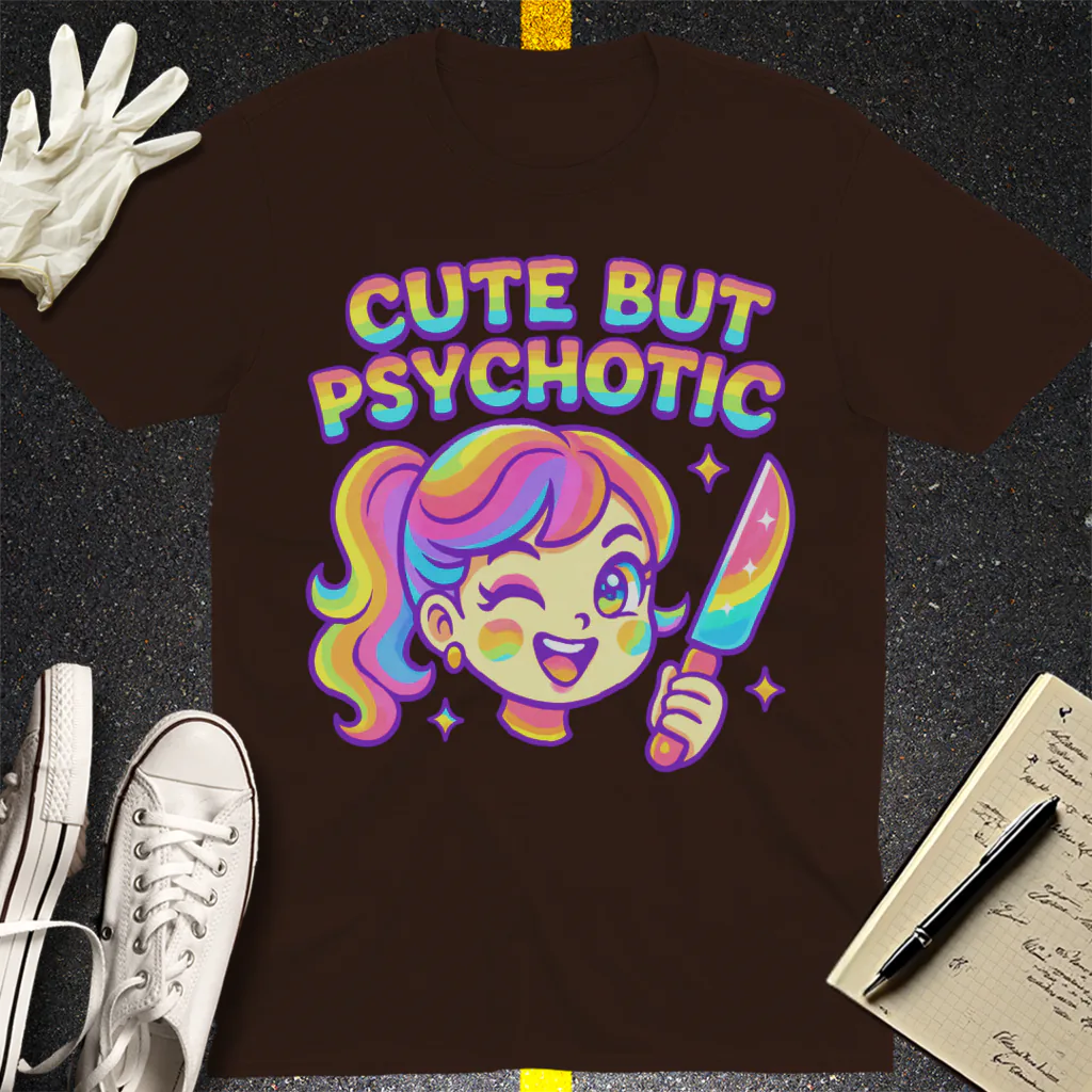 Cute But Psychotic T-Shirt - Dark Chocolate