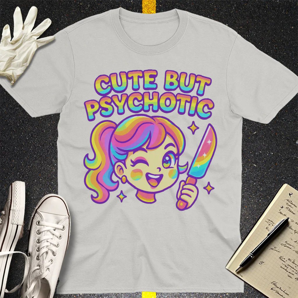 Cute But Psychotic T-Shirt - Ice Grey