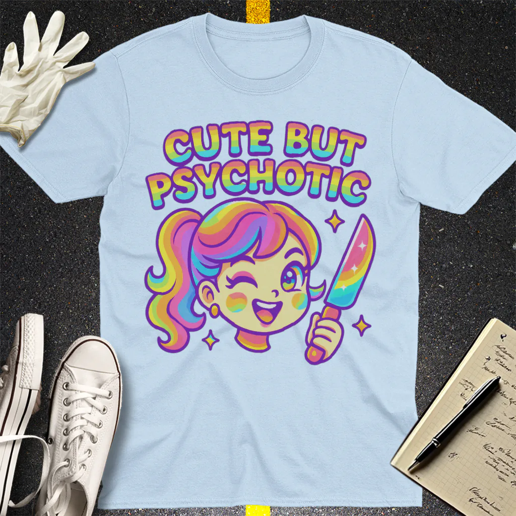 Cute But Psychotic T-Shirt - Light Blue