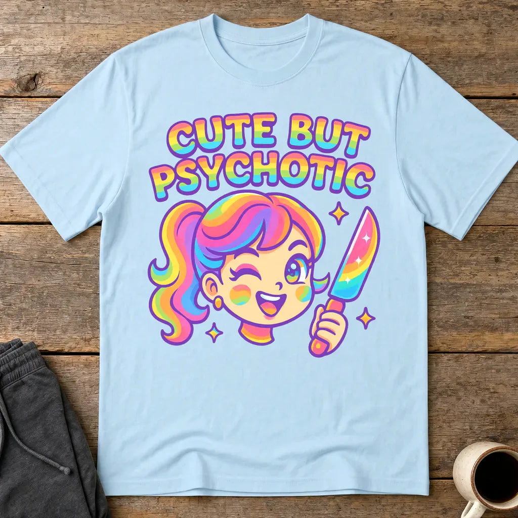 Cute But Psychotic T-Shirt - Light Blue