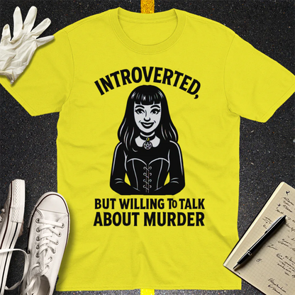 Introverted But Murder Curious T-Shirt - Cornsilk