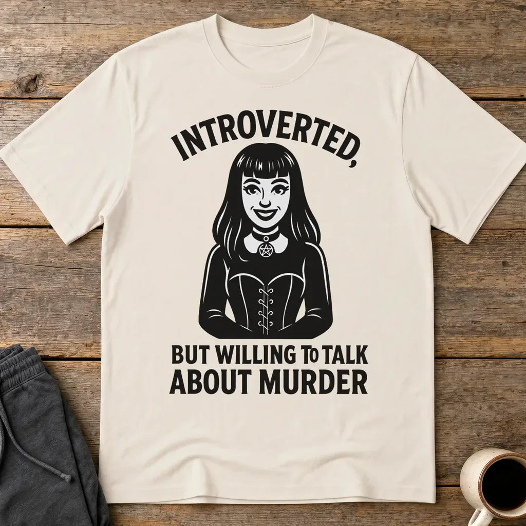 Introverted But Murder Curious T-Shirt - Ice Grey