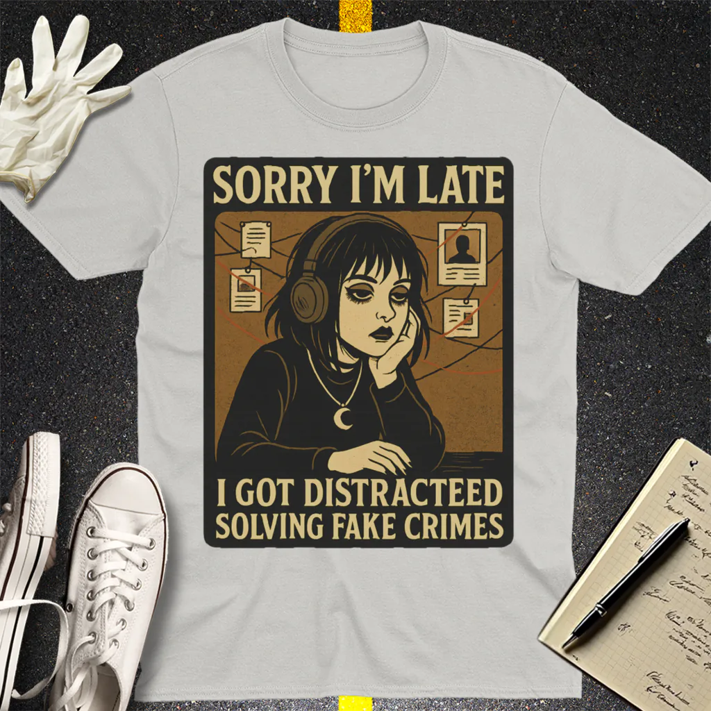 Solving Fake Crimes T-Shirt - Ice Grey