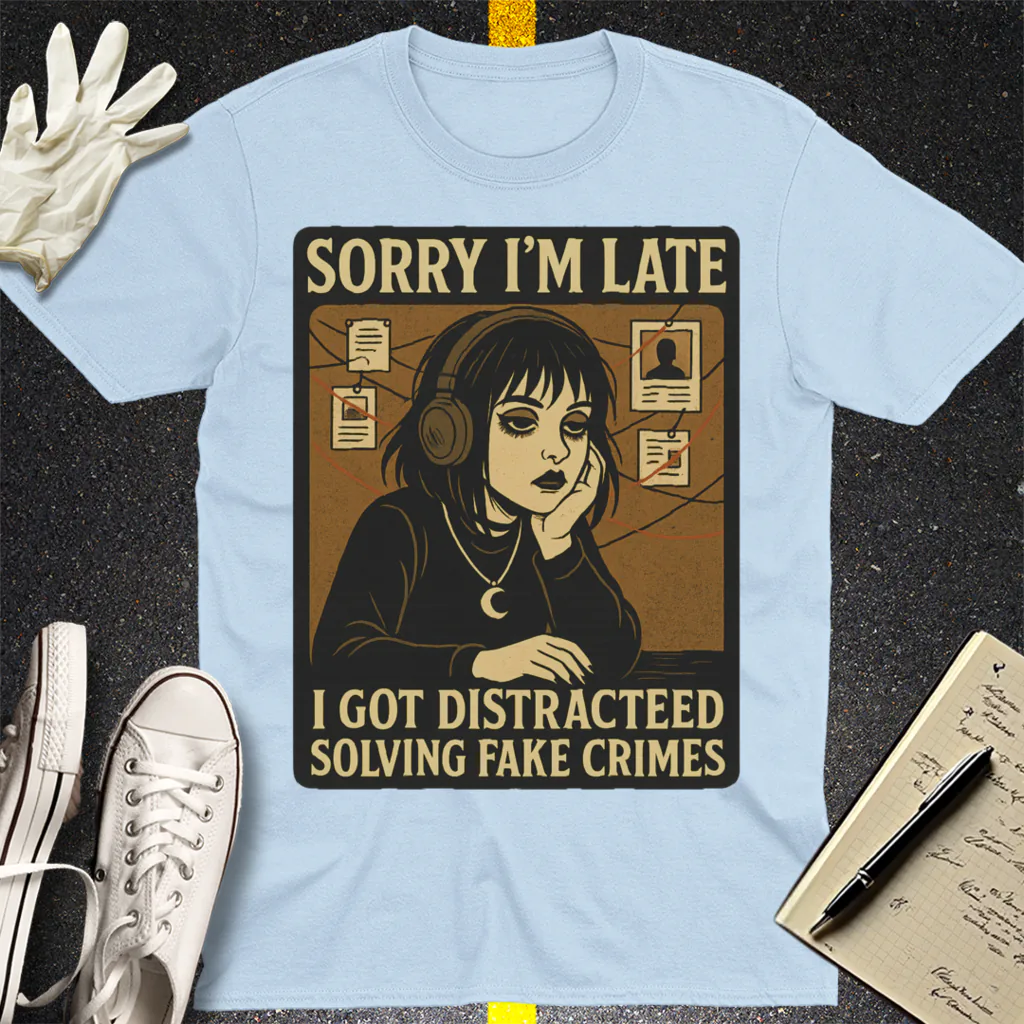 Solving Fake Crimes T-Shirt - Light Blue