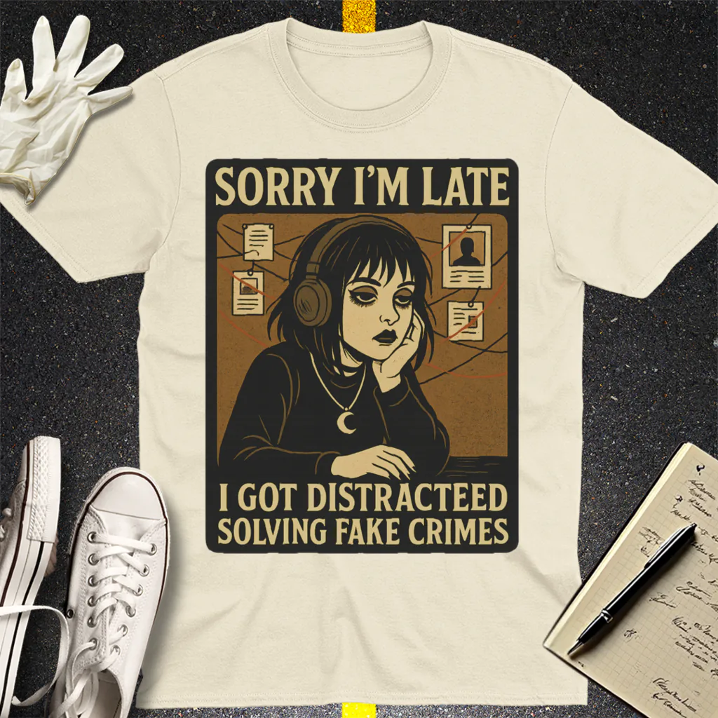 Solving Fake Crimes T-Shirt - Natural