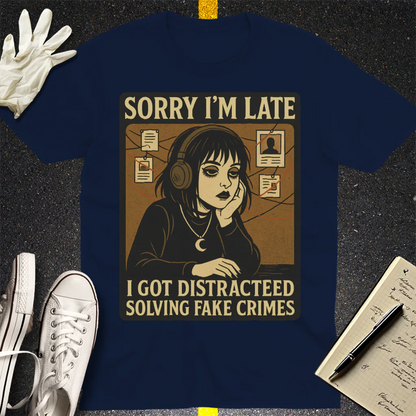 Solving Fake Crimes T-Shirt - Navy