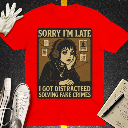 Solving Fake Crimes T-Shirt - Red
