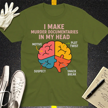 Murder Documentaries In My Head T-Shirt - Military Green