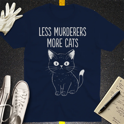 Less Murderers More Cats T-Shirt - Navy