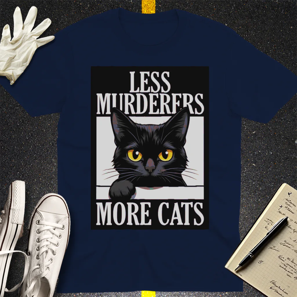 Less Murderers More Cats T-Shirt - Navy