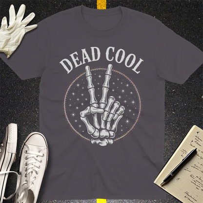 Dead Cool Skeleton Peace T-Shirt - Charcoal