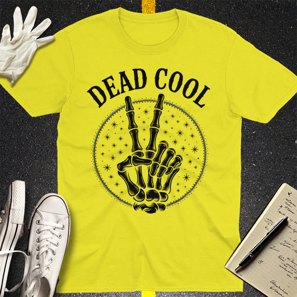 Dead Cool Skeleton Peace T-Shirt - Cornsilk