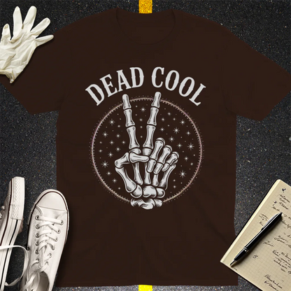 Dead Cool Skeleton Peace T-Shirt - Dark Chocolate