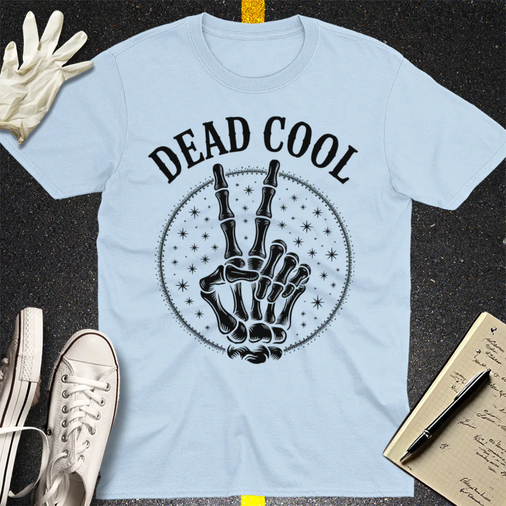 Dead Cool Skeleton Peace T-Shirt - Light Blue