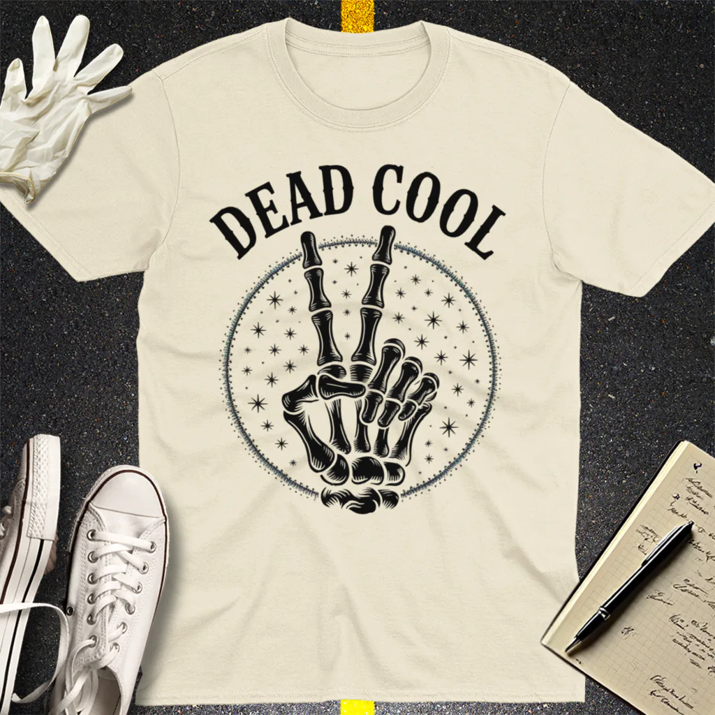 Dead Cool Skeleton Peace T-Shirt - Natural